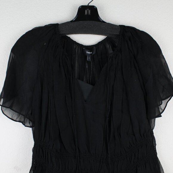 NEW Theory Tie Neck Top in Crinkled Silk Chiff | Work to Weekend - Picture 8 of 14